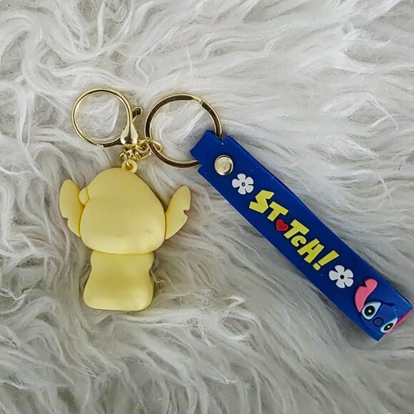 NWOT Disney Stitch Rubber Keychain with Labeled Loop, Yellow - Picture 6 of 6